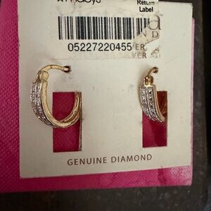 Gold and Silver Diamond Hoop Earrings